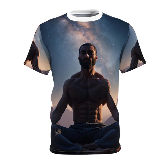 GIGA Cosmic Meditation Unisex Tee, Spiritual Shirt, Mindfulness Top, Yoga Apparel, Unique Graphic T-Shirt, Gift for Meditation Lovers