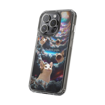 POPCAT Galaxy Cat Clear Phone Case, Cute Animal Phone Cover, Customizable Phone Accessory, Gift for Cat Lovers, Funny Phone Case