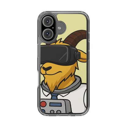 VR Goat Clear Case, Fun Phone Cover, Geeky Accessories, Gift for Gamers, Cute Animal Design, Customizable Phone Cases