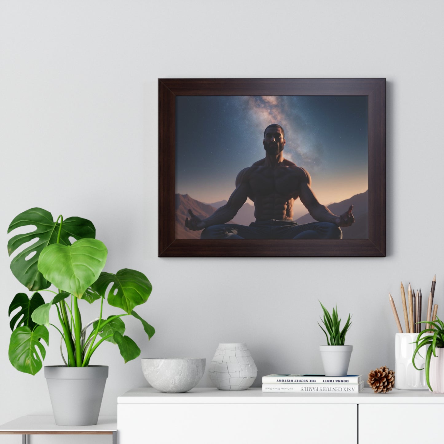 GIGA Meditation Framed Poster, Calm Art, Spiritual Wall Decor, Zen Home Decor, Fitness Motivation, Mindfulness Gift, Inspirational Art