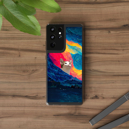 POPCAT Colorful Cat Phone Case, Artistic Clear Cases for Cat Lovers, Unique Gift, Customizable Phone Cover, Fun Pet Accessory, Vibrant Design