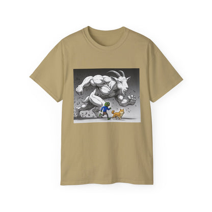 Epic Goat Chase Unisex Tee, Art Tee, Graphic Shirt, Gift for Animal Lovers, Funny T-Shirt, Cartoon Art Tee