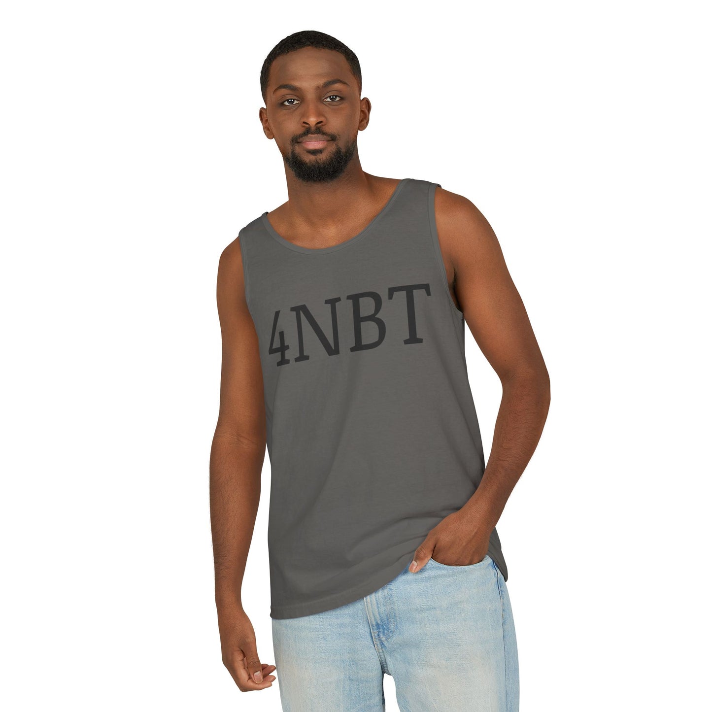 Unisex Garment-Dyed Tank Top with 4NBT Design, Summer Apparel, Casual Wear, Gift for Friends, Individual Expression Top