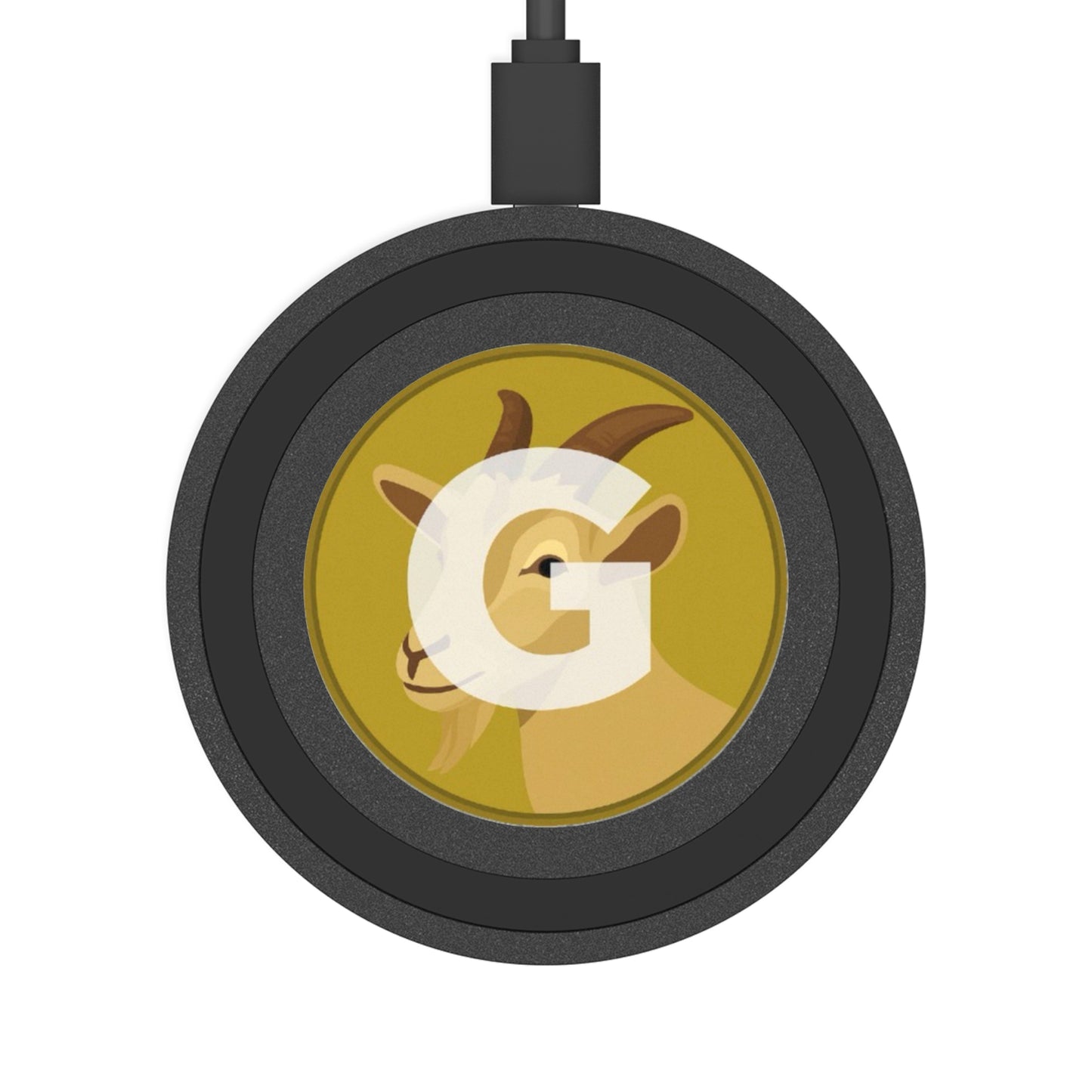 Quake Wireless Charging Pad: Personalized Goat Design, Eco-Friendly Tech Accessory, Ideal for Home, Office, Gifts, and Holidays