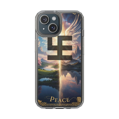 Swasticoin Peaceful Clear Phone Cases, Phone Accessories, Minimalist Design, Nature Lover Gifts, Transparent Phone Cover, Unique Art Case
