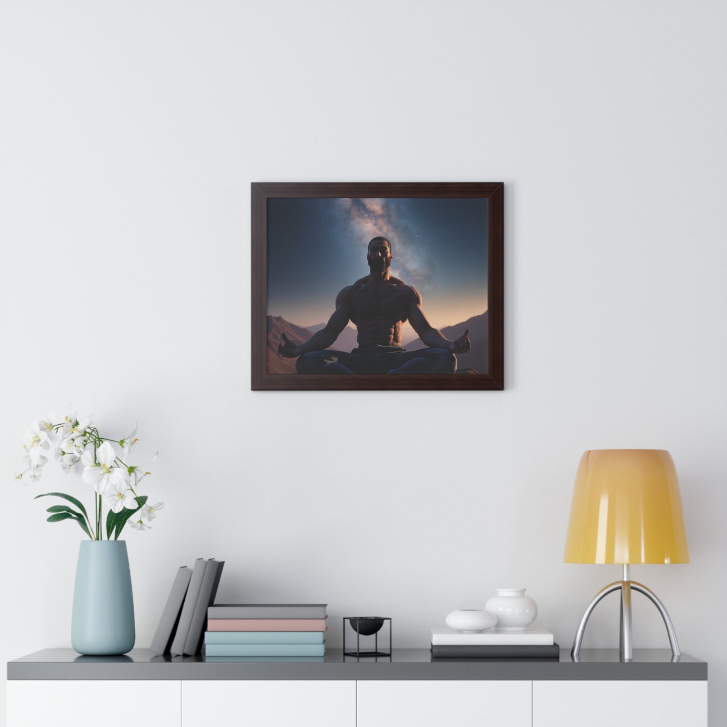 GIGA Meditation Framed Poster, Calm Art, Spiritual Wall Decor, Zen Home Decor, Fitness Motivation, Mindfulness Gift, Inspirational Art