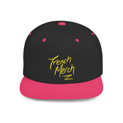 Trench Merch Trendy Flat Bill Snapback Hat, Cool Streetwear Cap for Casual Outings, Outdoor Events, Festivals, Unique Gift for Hip-Hop Fans