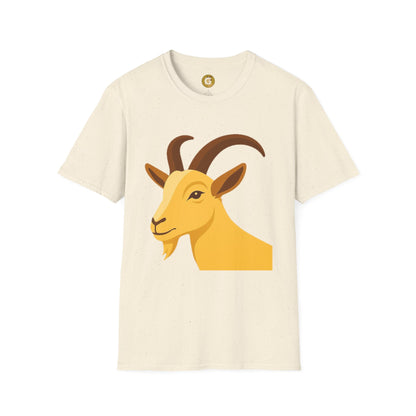 Golden Goat Unisex Softstyle T-Shirt | Cute Goat Tee for Animal Lovers, Birthday Gift, Casual Wear, Farmhouse Decor, Nature Fans