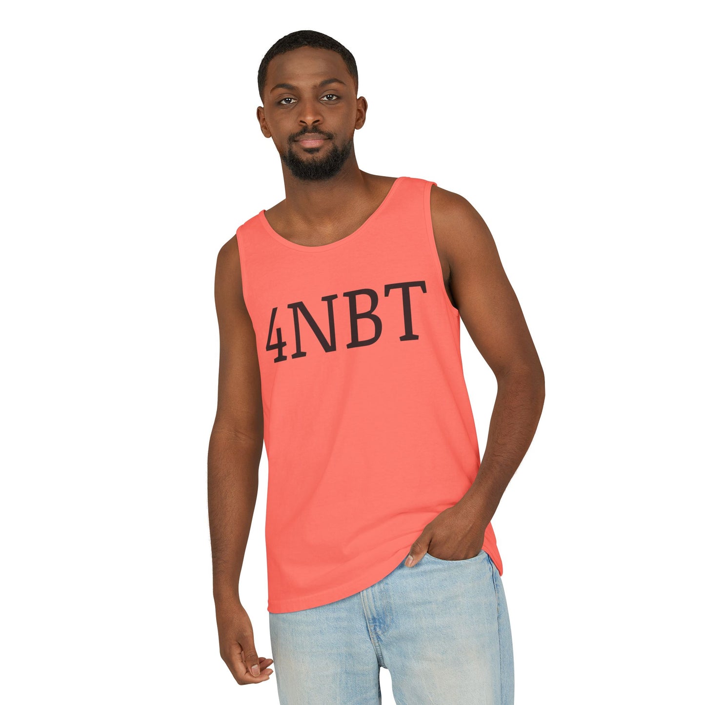 Unisex Garment-Dyed Tank Top with 4NBT Design, Summer Apparel, Casual Wear, Gift for Friends, Individual Expression Top