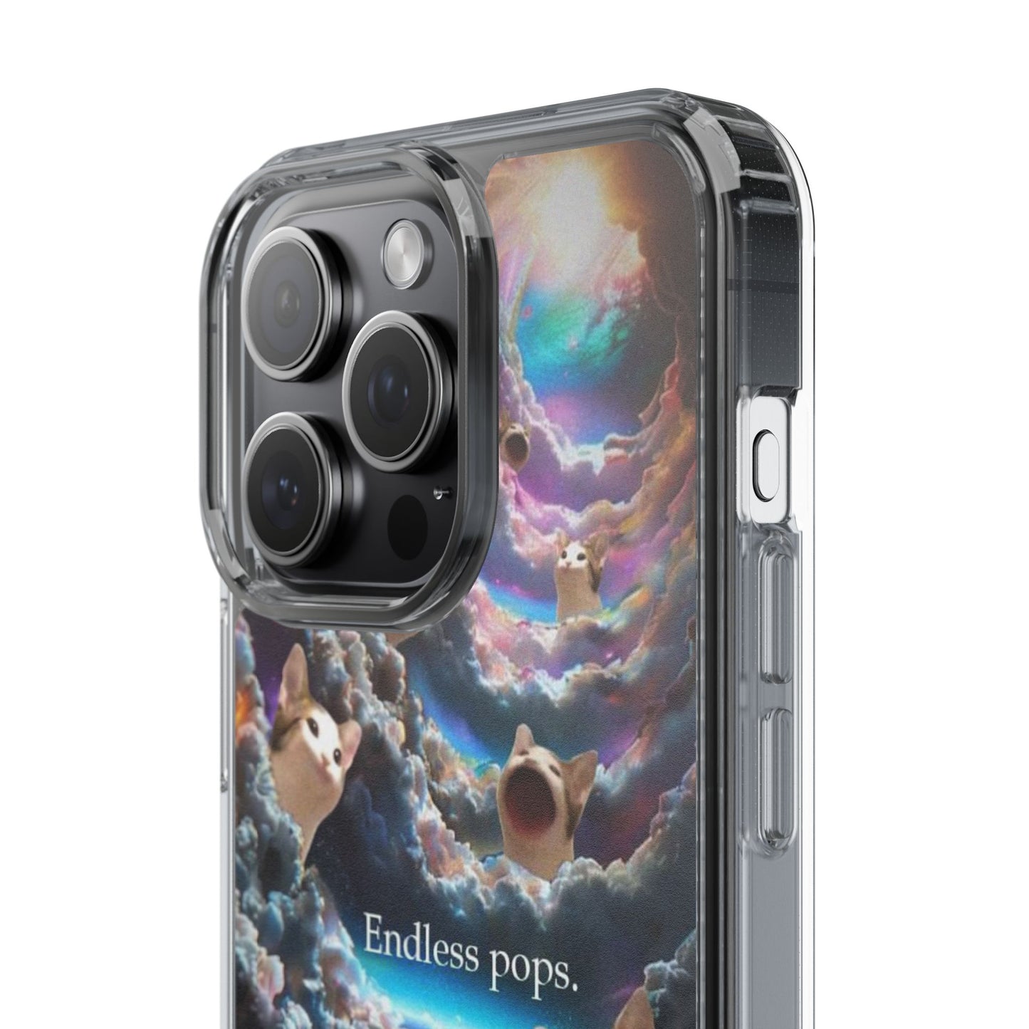 POPCAT Galaxy Cat Clear Phone Case, Cute Animal Phone Cover, Customizable Phone Accessory, Gift for Cat Lovers, Funny Phone Case