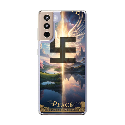 Swasticoin Peaceful Clear Phone Cases, Phone Accessories, Minimalist Design, Nature Lover Gifts, Transparent Phone Cover, Unique Art Case