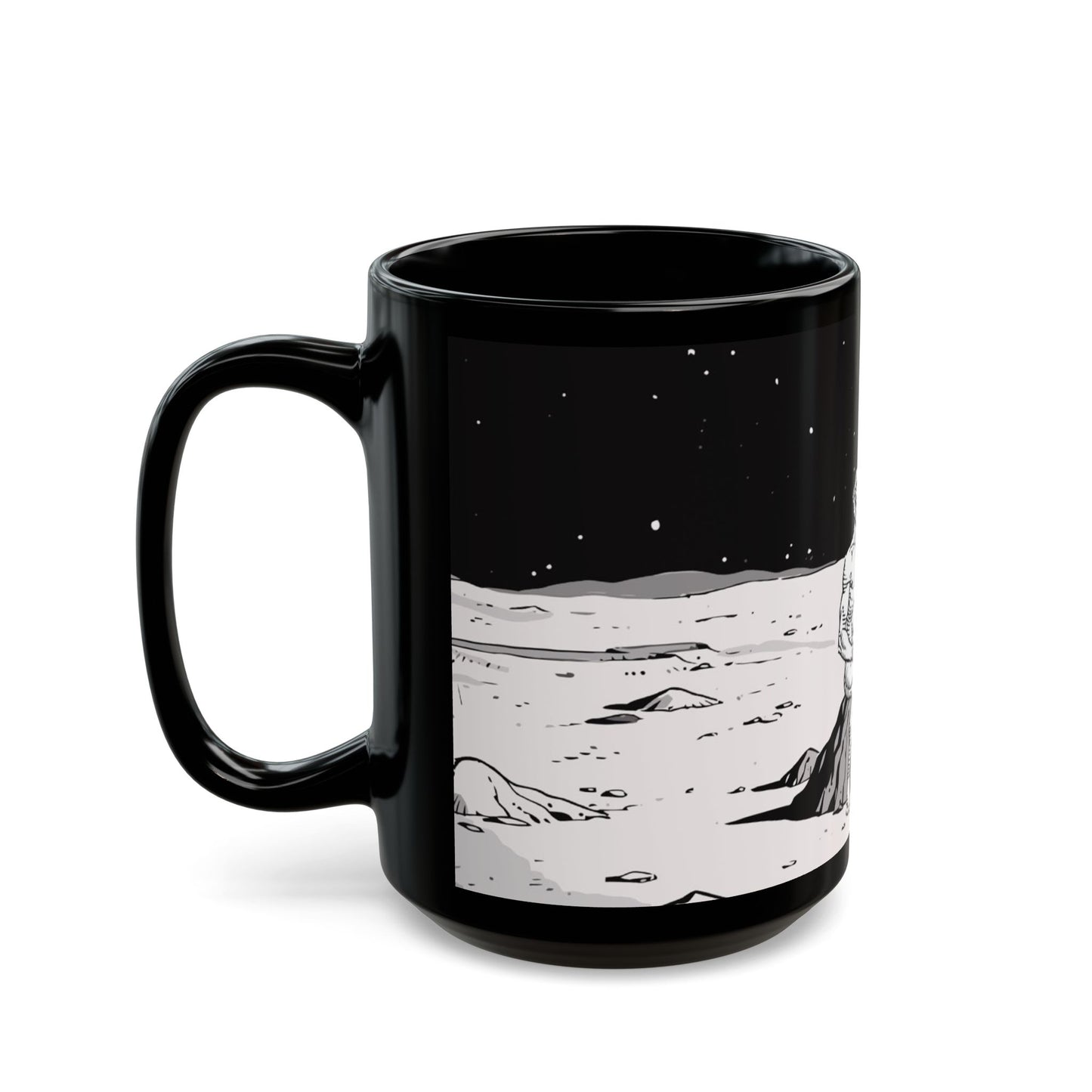 TROLL Cosmic Chill Black Mug - Alien Art, Gift for Sci-Fi Lovers, Space-Themed Coffee Cup, Unique Artwork, Inspirational Drinkware