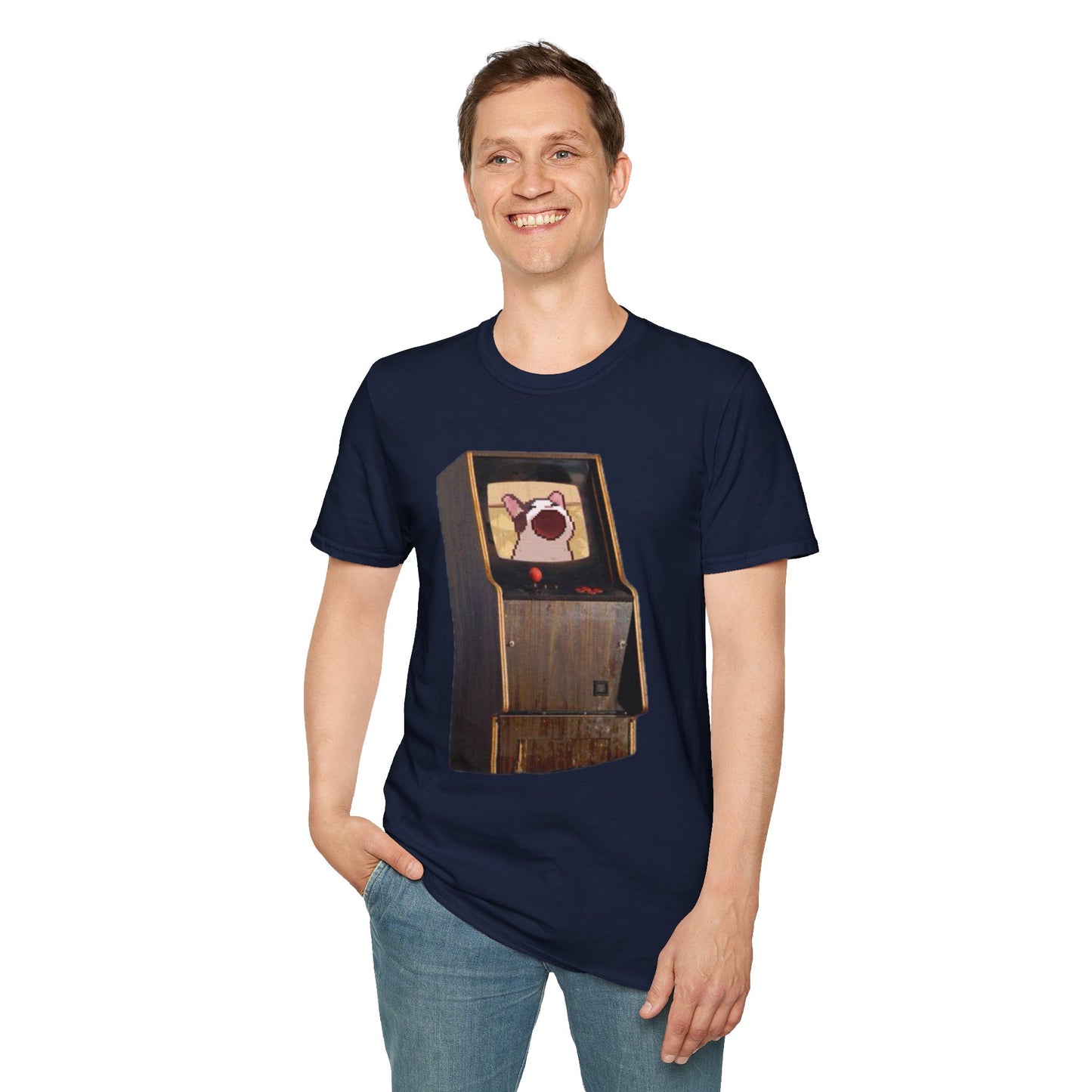 POPCAT Retro Arcade Unisex T-Shirt, Gamer Tee, Vintage Gaming Shirt, Gift for Gamers, Casual Wear
