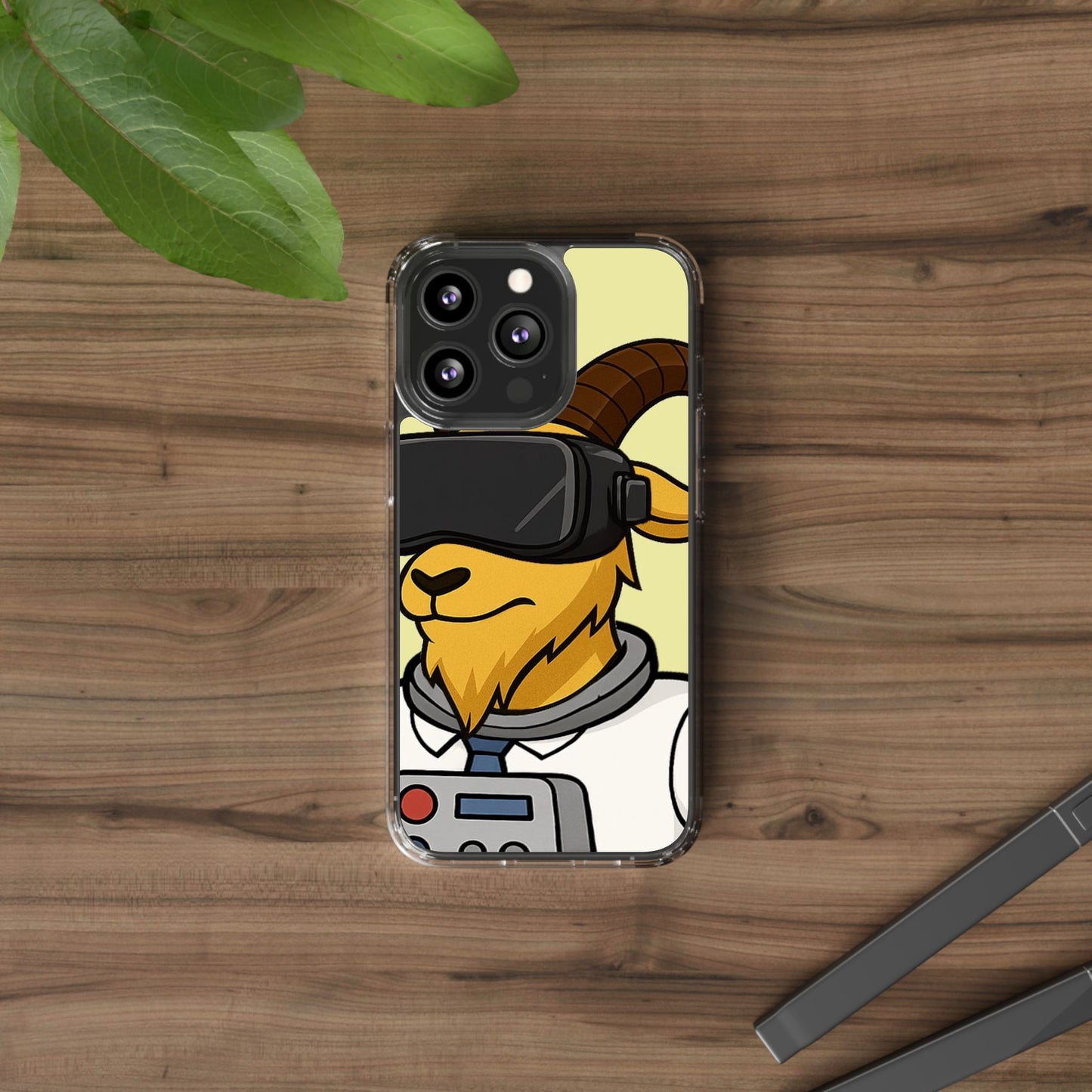 VR Goat Clear Case, Fun Phone Cover, Geeky Accessories, Gift for Gamers, Cute Animal Design, Customizable Phone Cases