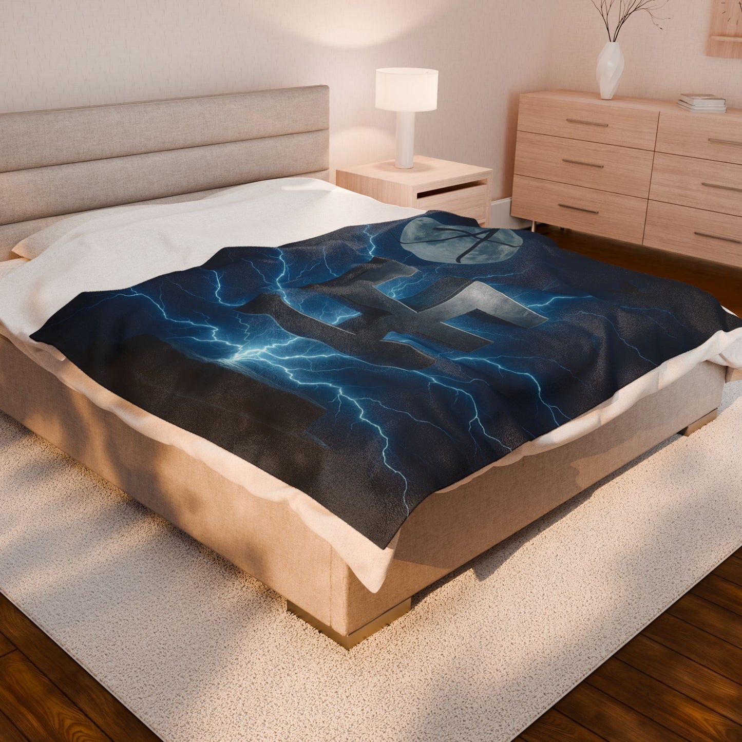 Swasticoin Mystical Lightning Velveteen Plush Blanket, Cozy Throw for Home Décor, Perfect for Gifting, Movie Nights, and Spirit Festivals