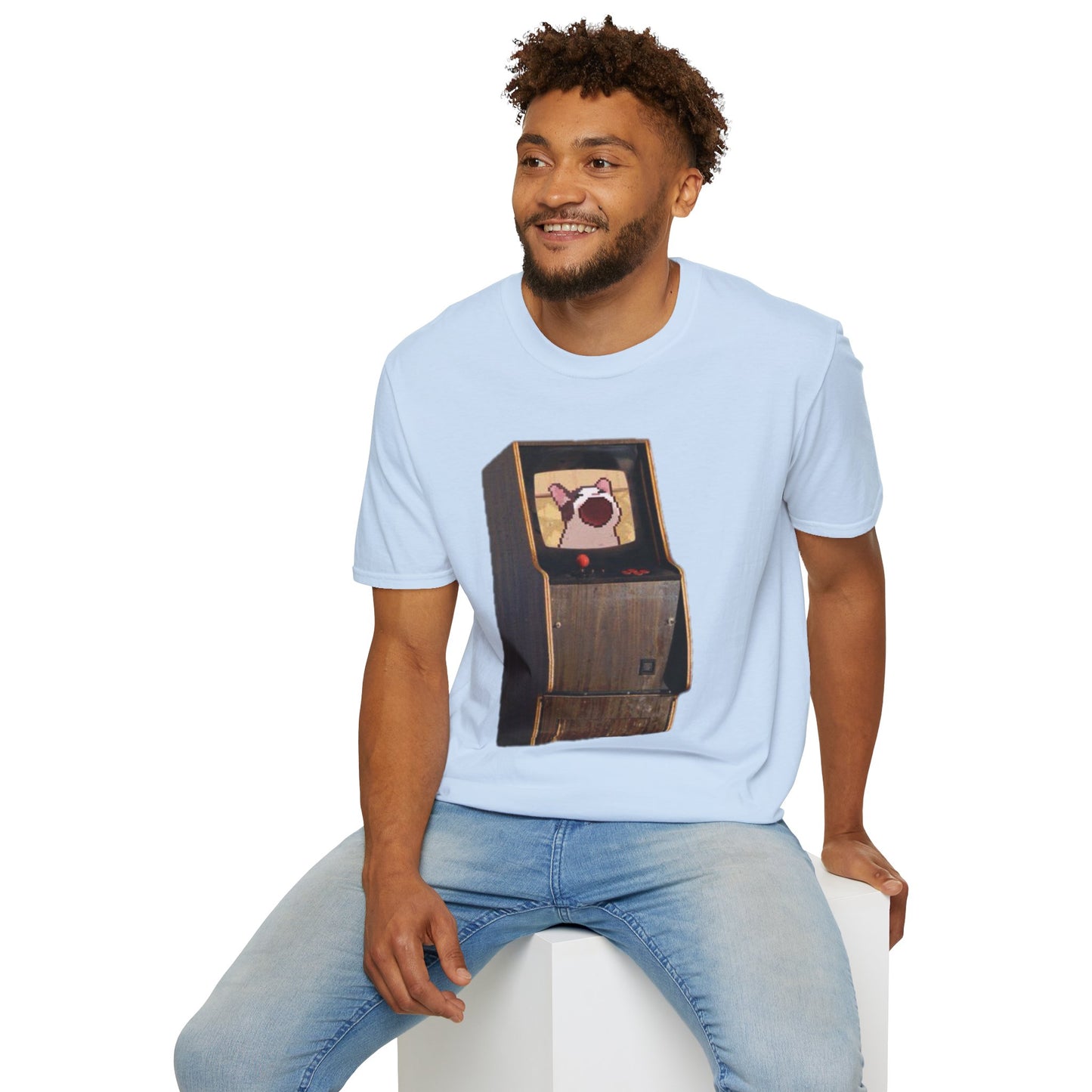 POPCAT Retro Arcade Unisex T-Shirt, Gamer Tee, Vintage Gaming Shirt, Gift for Gamers, Casual Wear