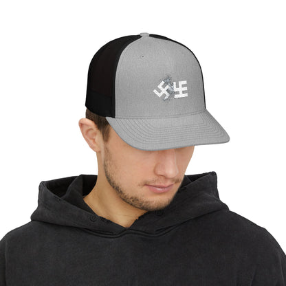 Swasticoin Stylish Embroidered Snapback Trucker Cap - Trendy Hat for Outdoors, Casual Wear, Gift for Him or Her, Adjustable, Unique Design