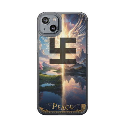 Swasticoin Peaceful Clear Phone Cases, Phone Accessories, Minimalist Design, Nature Lover Gifts, Transparent Phone Cover, Unique Art Case