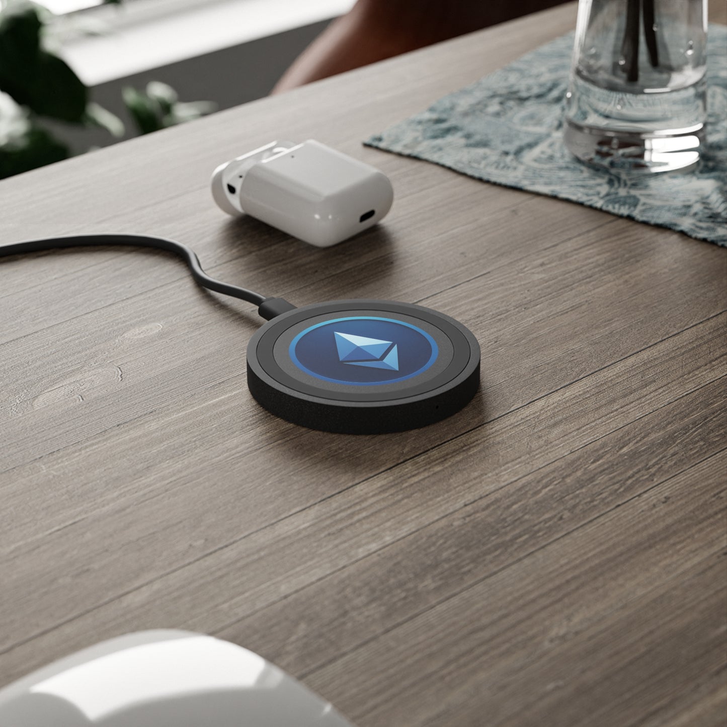 Elegant Ethereum Wireless Charging Pad, Modern Tech Accessory, Gift for Tech Lovers, Minimalist Design, Office Decor, Birthday Gift