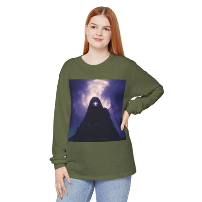 Swasticoin Mystical Mountain Long Sleeve T-Shirt | Unisex Graphic Tee, Trendy Layering Top, Casual Wear, Perfect Gift for Adventurers