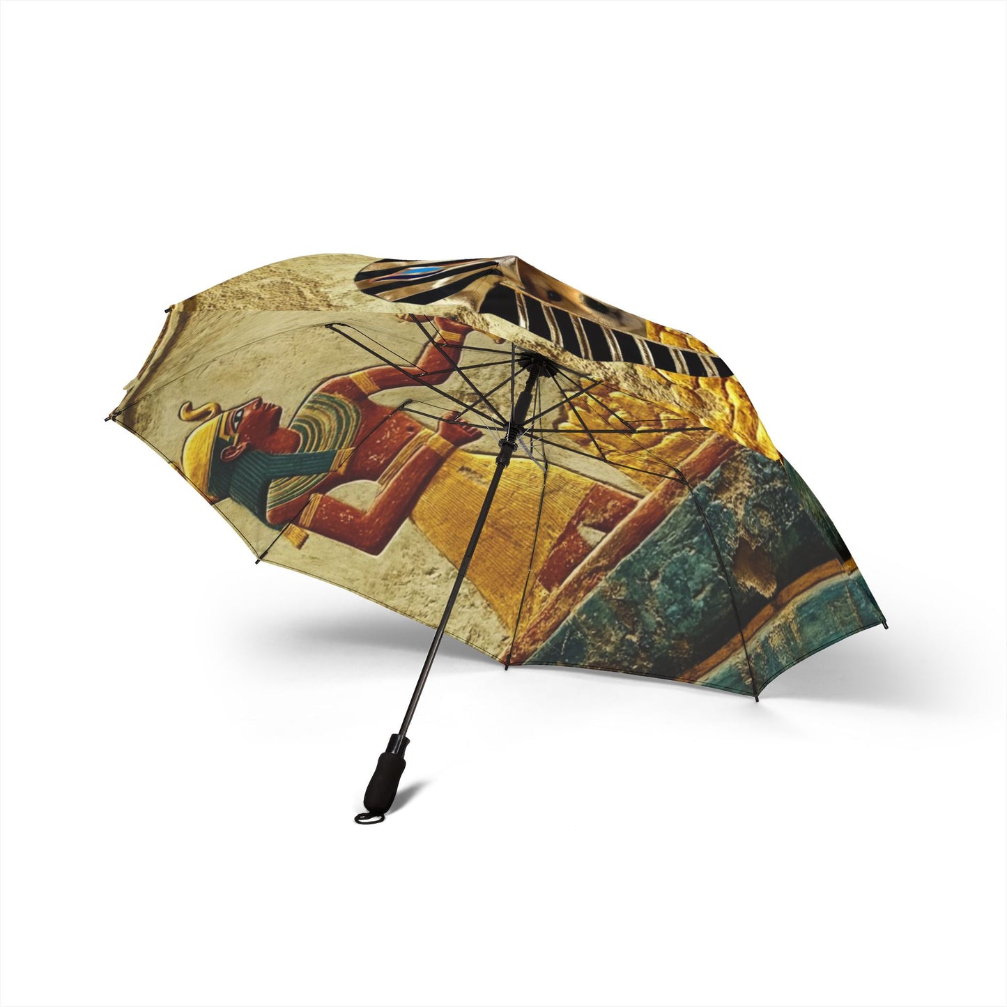 WIF Egyptian Art Semi-Automatic Umbrella, Stylish Rain Gear, Foldable Travel Umbrella, Unique Gift for Egypt Lovers, Weather-Resistant Canopy