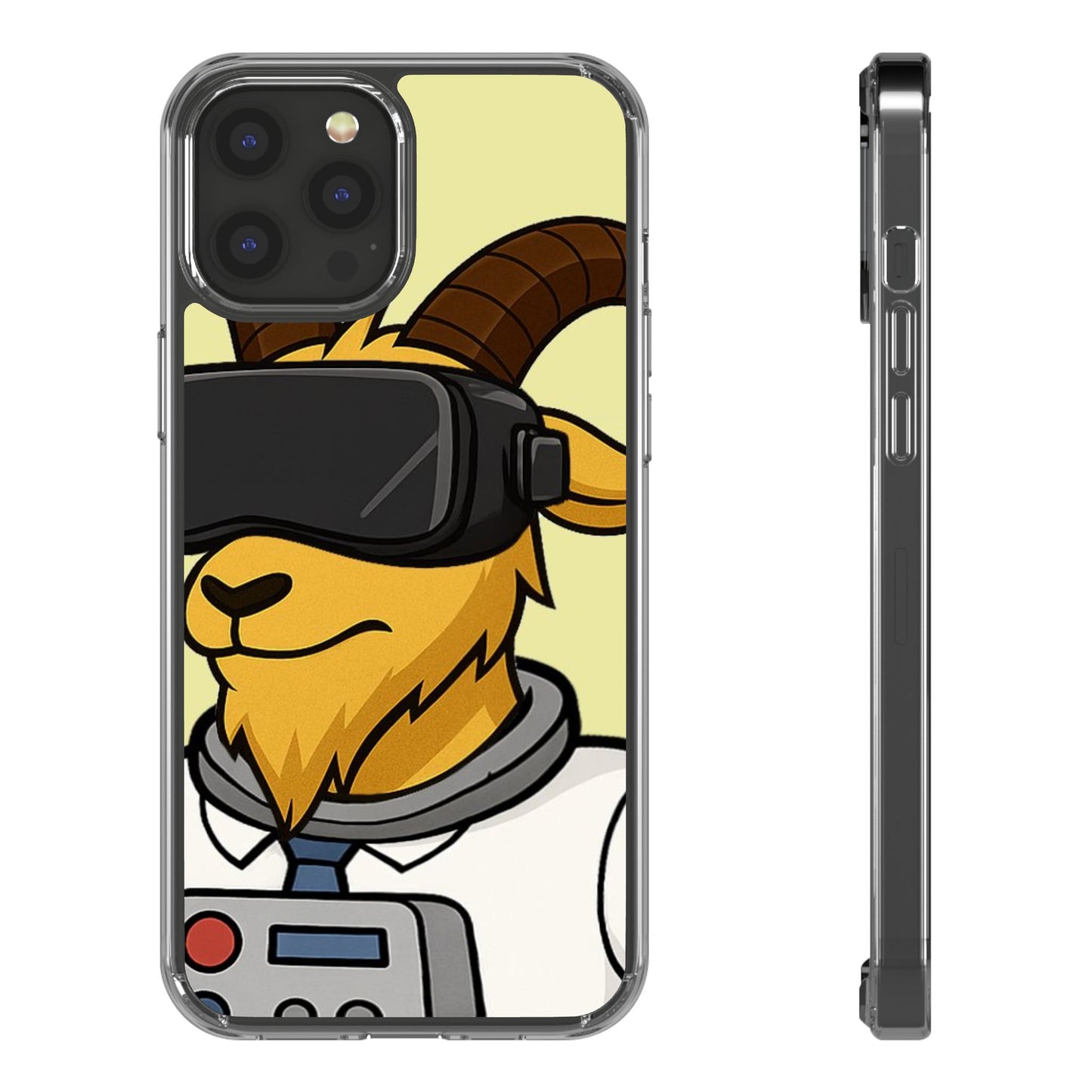 VR Goat Clear Case, Fun Phone Cover, Geeky Accessories, Gift for Gamers, Cute Animal Design, Customizable Phone Cases