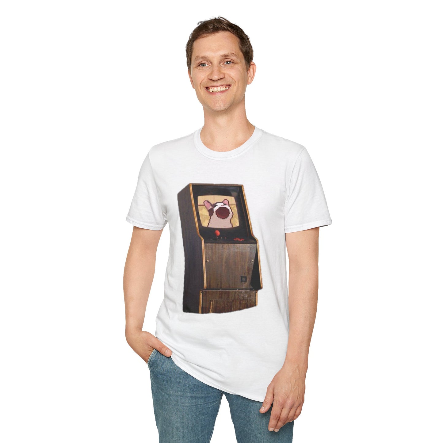 POPCAT Retro Arcade Unisex T-Shirt, Gamer Tee, Vintage Gaming Shirt, Gift for Gamers, Casual Wear
