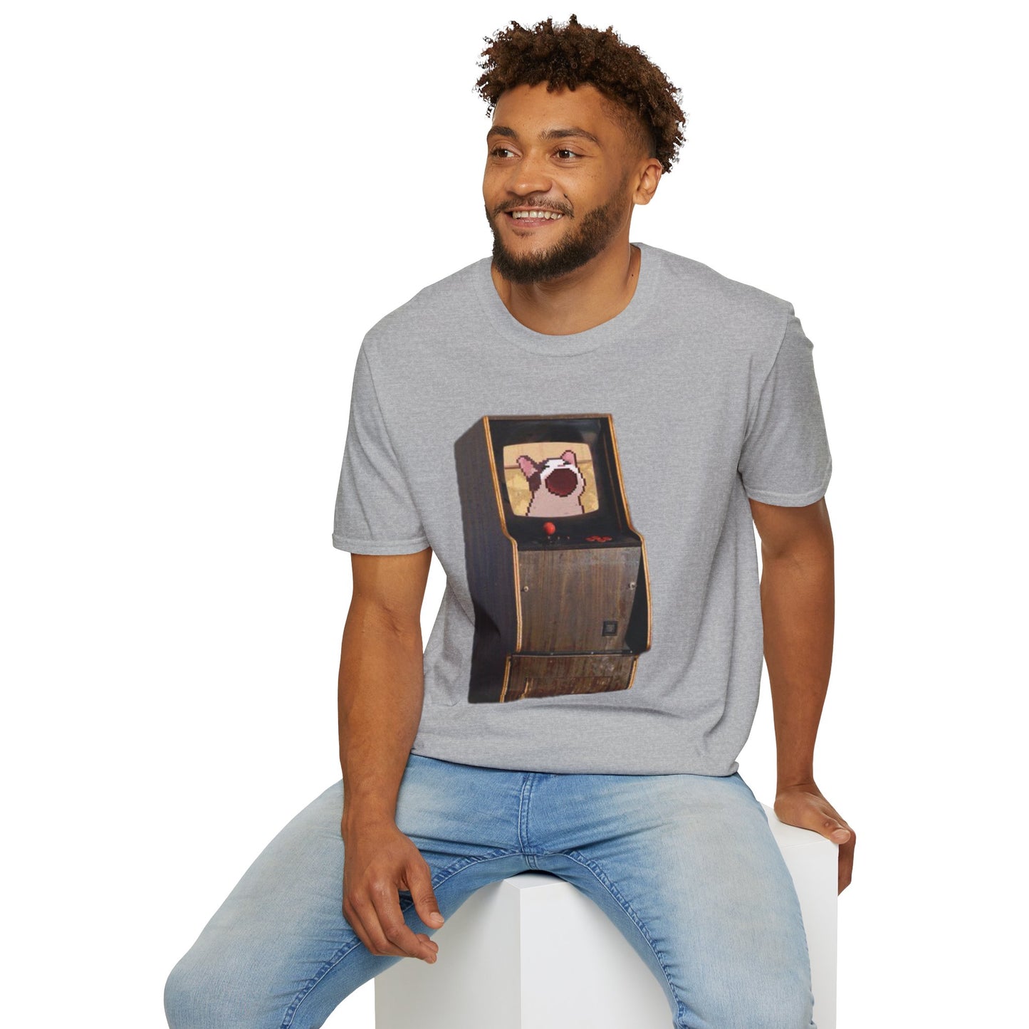 POPCAT Retro Arcade Unisex T-Shirt, Gamer Tee, Vintage Gaming Shirt, Gift for Gamers, Casual Wear