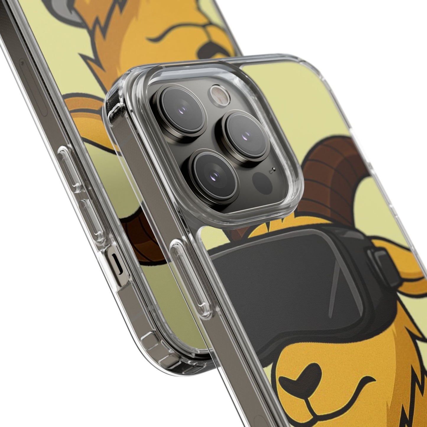 VR Goat Clear Case, Fun Phone Cover, Geeky Accessories, Gift for Gamers, Cute Animal Design, Customizable Phone Cases