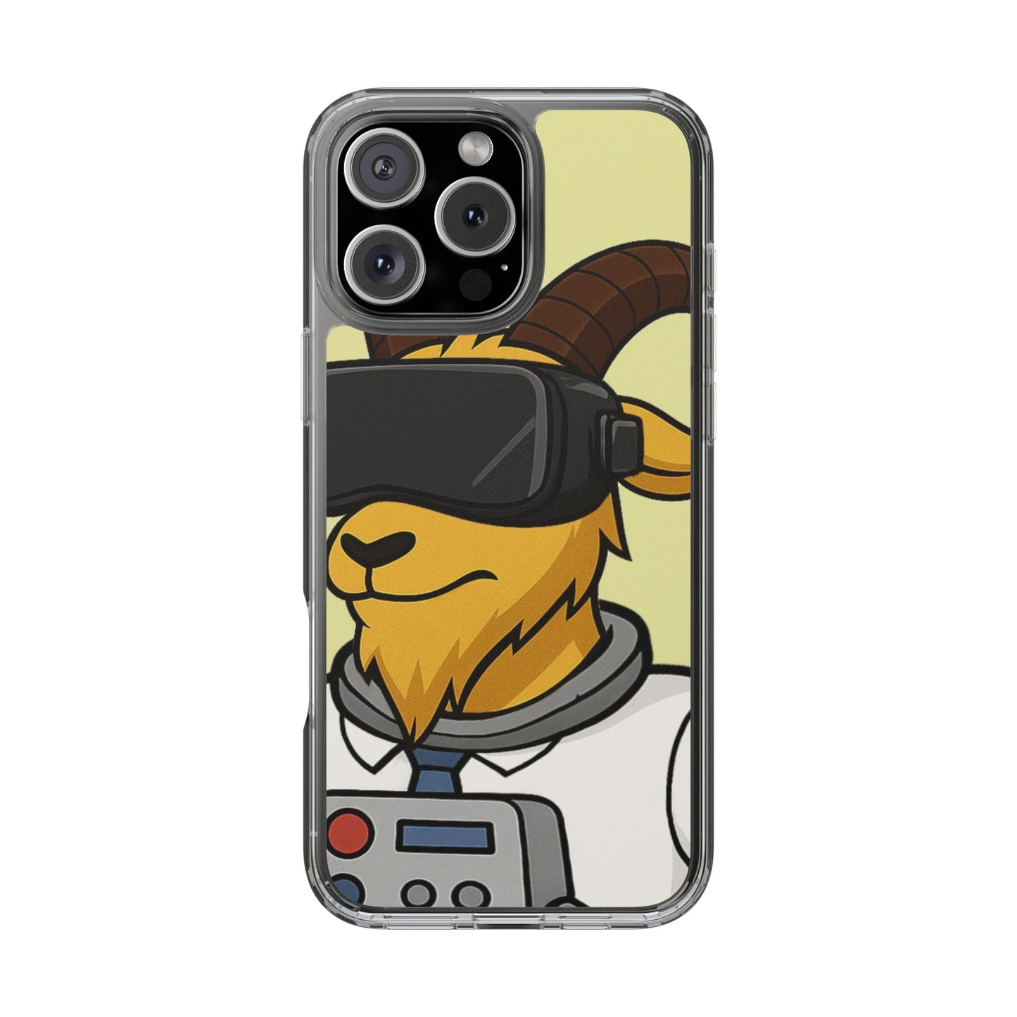 VR Goat Clear Case, Fun Phone Cover, Geeky Accessories, Gift for Gamers, Cute Animal Design, Customizable Phone Cases