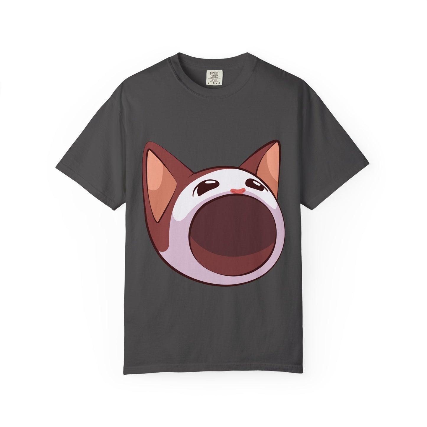 POPCAT Whimsical Cat Face T-Shirt, Unisex Garment-Dyed Tee for Cat Lovers, Cute Casual Wear, Gift for Pet Owners, Perfect for Everyday Style