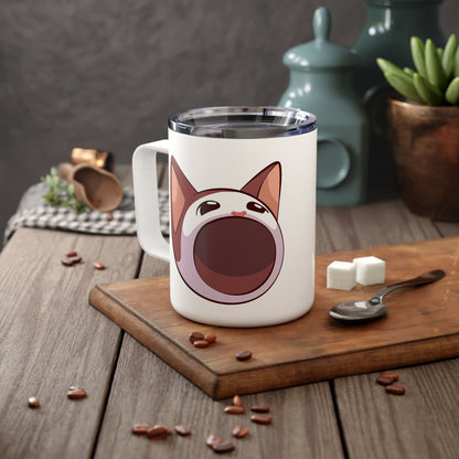 POPCAT Insulated Coffee Mug, Funny Coffee Cup, Animal Lover Gift, Cat Lover Mug, Personalized Coffee Tumbler