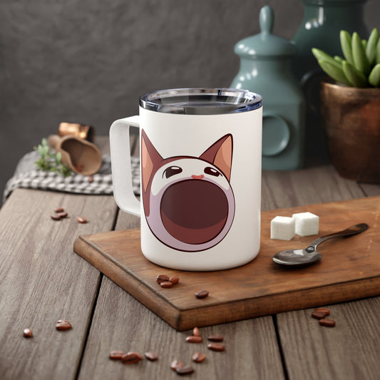 POPCAT Insulated Coffee Mug, Funny Coffee Cup, Animal Lover Gift, Cat Lover Mug, Personalized Coffee Tumbler