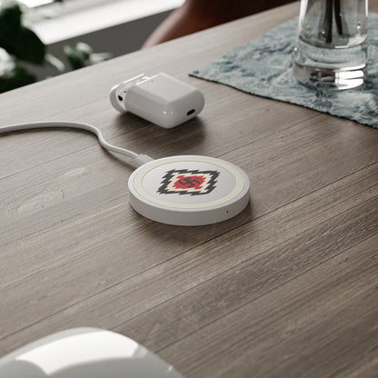 Ye-I Whirling Log Quake Wireless Charging Pad - Unique Tribal Design, Eco-Friendly Tech Accessory, Perfect for Gifts, Home Office, and Holidays