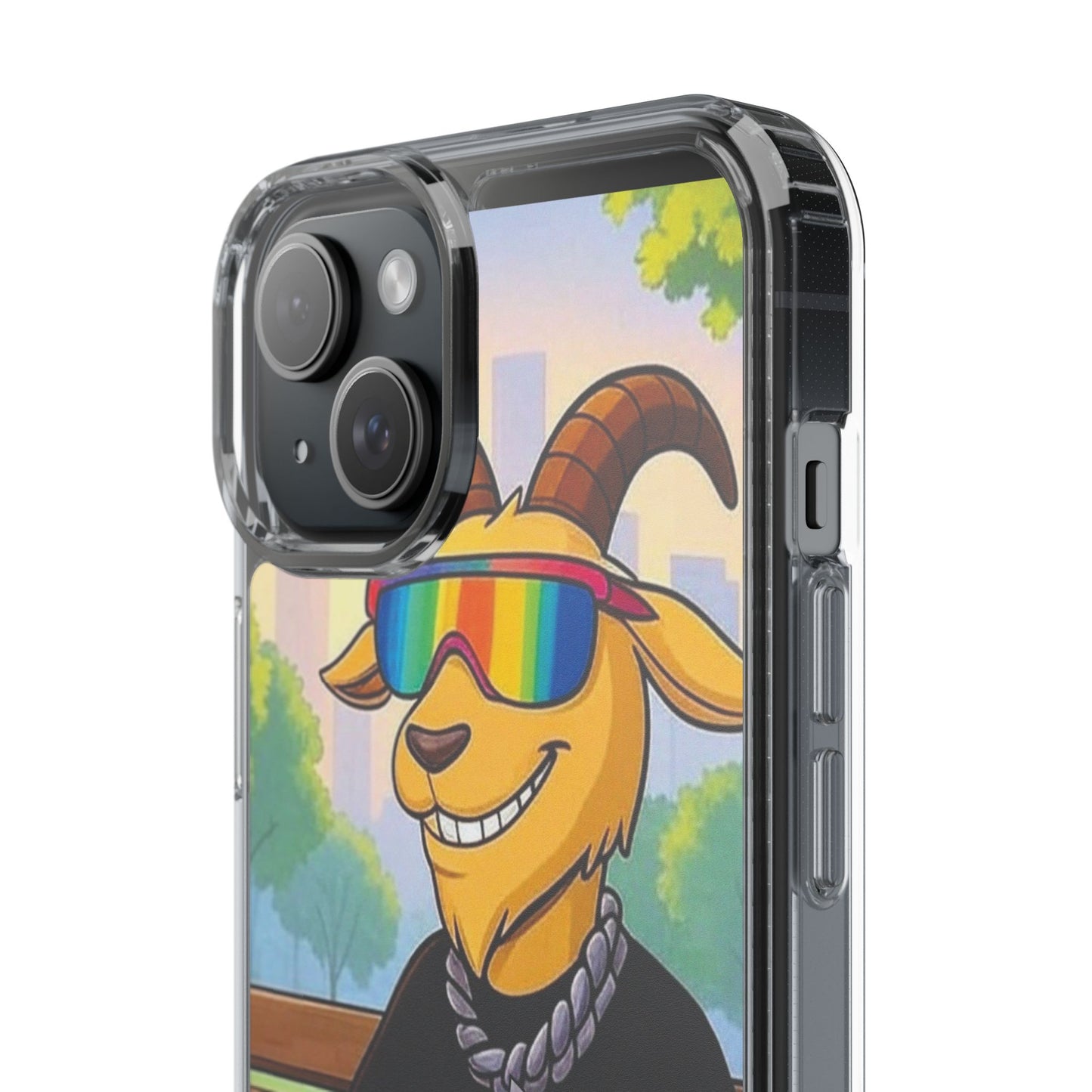 Vibrant Goat Clear Phone Case, Fun Smartphone Cover, Animal Lover Gift, Stylish Tech Accessory, Unique Phone Protection