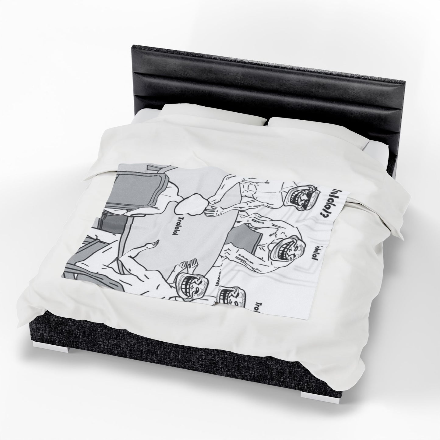 TROLL Face Velveteen Plush Blanket - Funny Cozy Throw for Gaming, Room Decor, Gifts, April Fools, Laughter