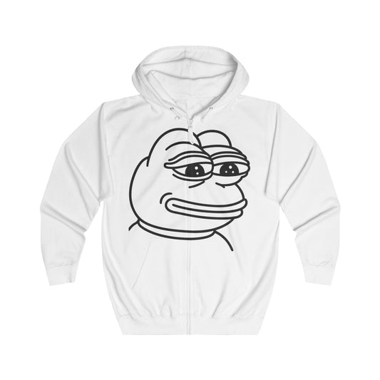 Pepe the Frog Unisex Full Zip Hoodie, Casual Wear, Gift for Gamers, Cute Streetwear, Humor Apparel, Perfect for Chill Days