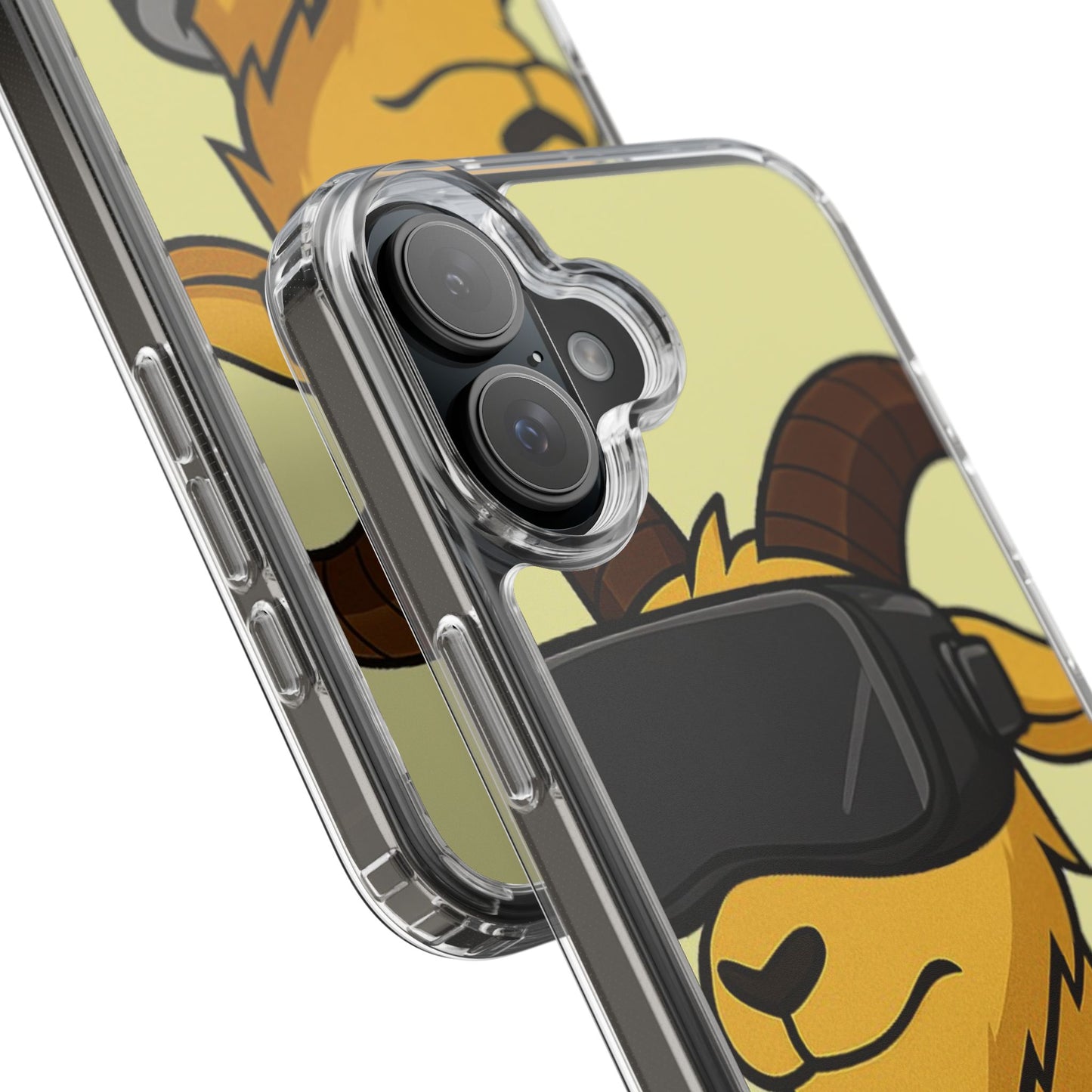 VR Goat Clear Case, Fun Phone Cover, Geeky Accessories, Gift for Gamers, Cute Animal Design, Customizable Phone Cases