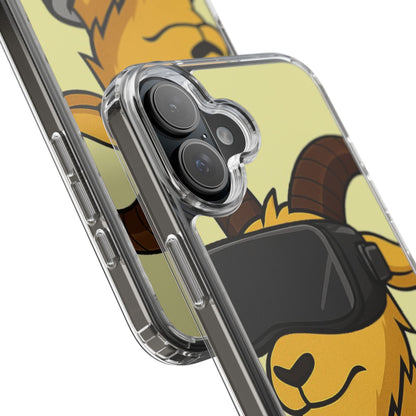 VR Goat Clear Case, Fun Phone Cover, Geeky Accessories, Gift for Gamers, Cute Animal Design, Customizable Phone Cases