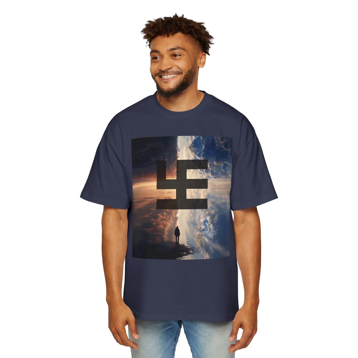 Swasticoin Men's Heavy Oversized Tee with Eye-Catching Design | Casual Wear, Graphic Tee, Street Style, Unisex Fashion, Gift Idea