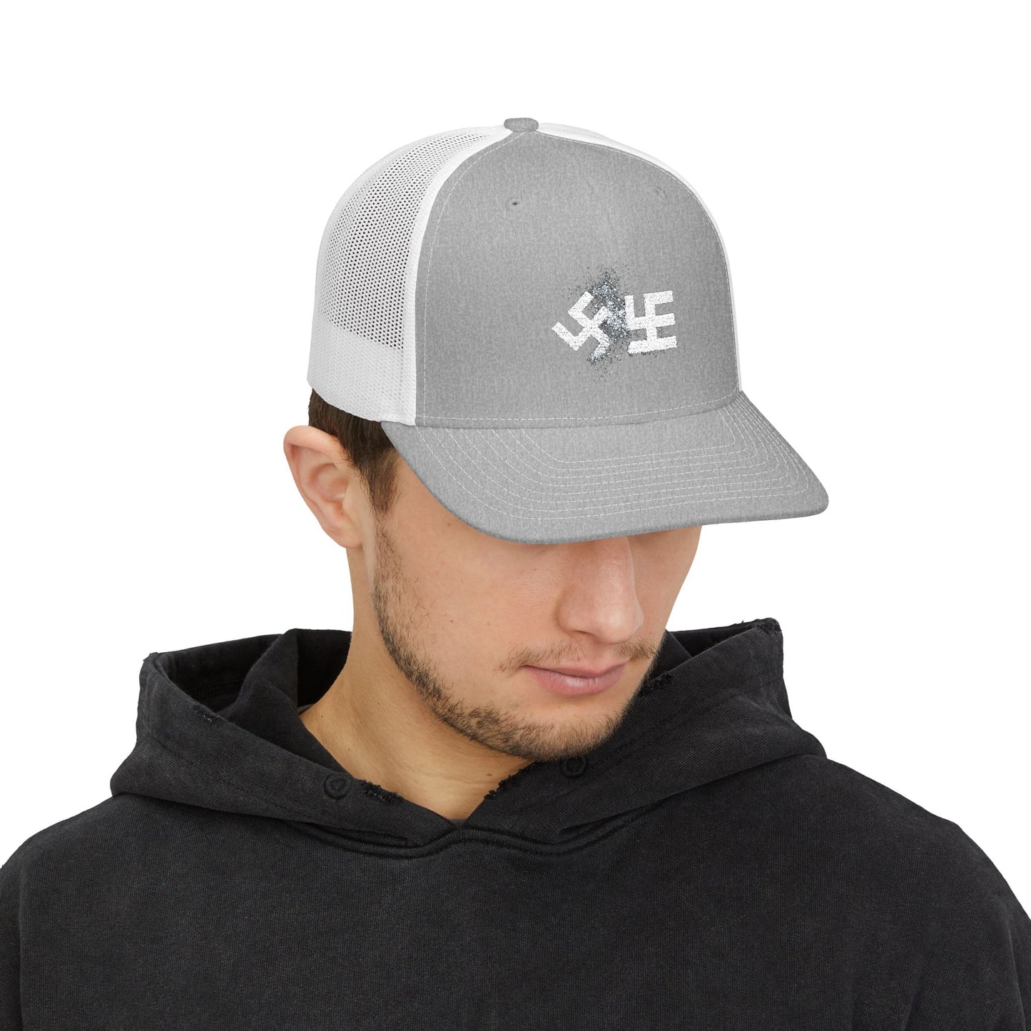 Swasticoin Stylish Embroidered Snapback Trucker Cap - Trendy Hat for Outdoors, Casual Wear, Gift for Him or Her, Adjustable, Unique Design