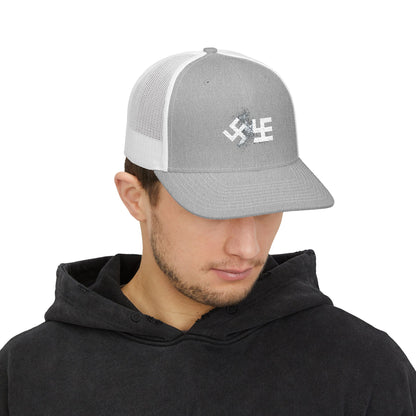 Swasticoin Stylish Embroidered Snapback Trucker Cap - Trendy Hat for Outdoors, Casual Wear, Gift for Him or Her, Adjustable, Unique Design