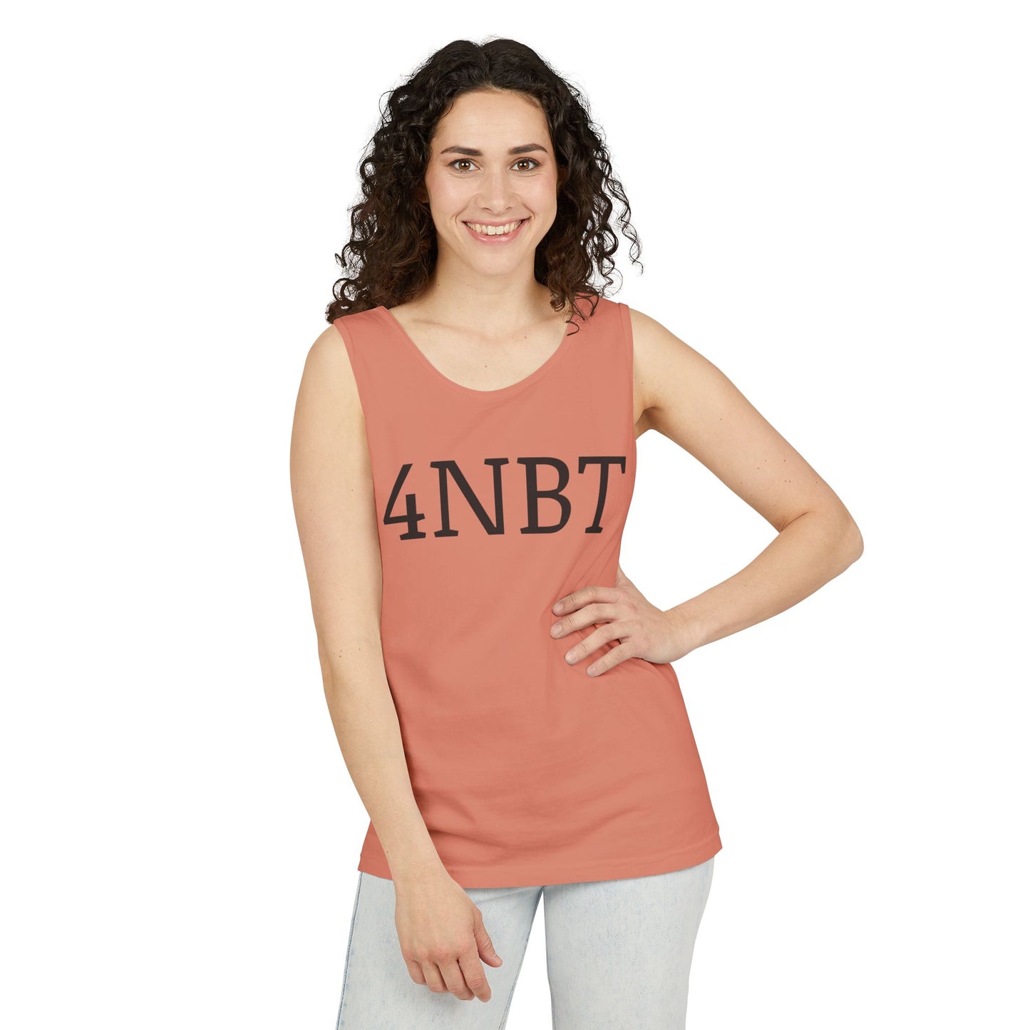 Unisex Garment-Dyed Tank Top with 4NBT Design, Summer Apparel, Casual Wear, Gift for Friends, Individual Expression Top