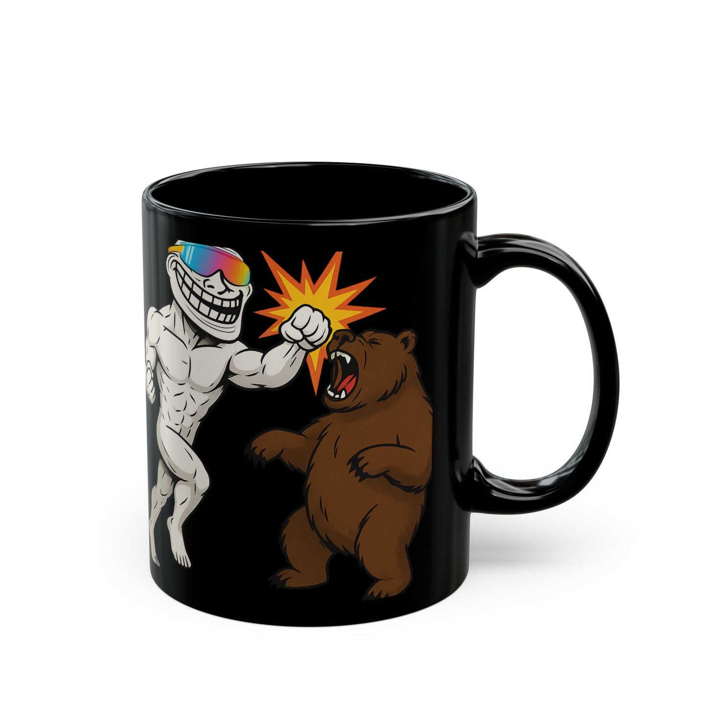 TROLL Bold Graphic Mug, Funny Coffee Cup, Unique Gift for Him, Cartoon Animal Art, Perfect for Birthdays