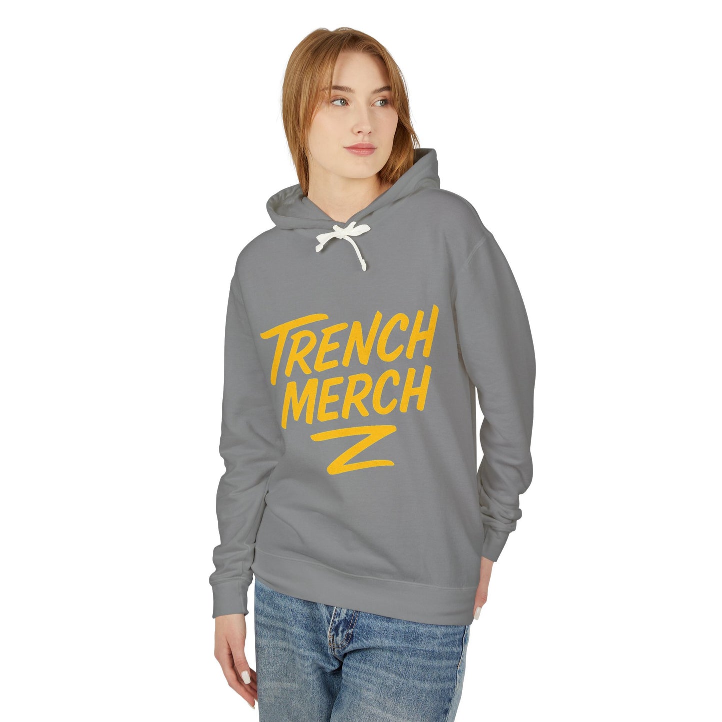 Trench Merch Unisex Lightweight Hooded Sweatshirt, Casual Streetwear, Spring Fashion, Gift for Friends, Layering Essential, Trendy Outfit